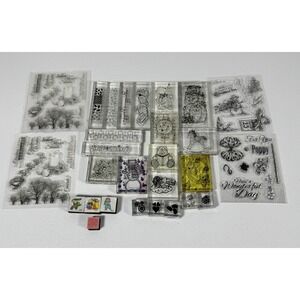 Lot‎ of Acrylic & Rubber Stamps Used Scrapbooking Provo Craft Mixed